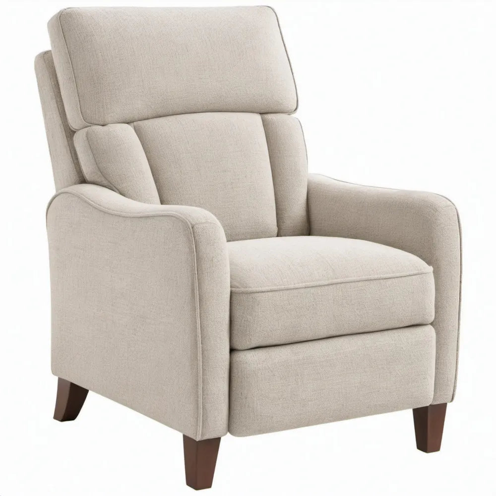 Verstelbare beige relaxfauteuil van polyester met hoge rugleuning, 90 x 95 x 105 cm