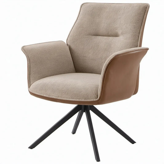 Draaibare fauteuil met armleuningen 75 x 78 x 96 cm beige/cognac/zwart