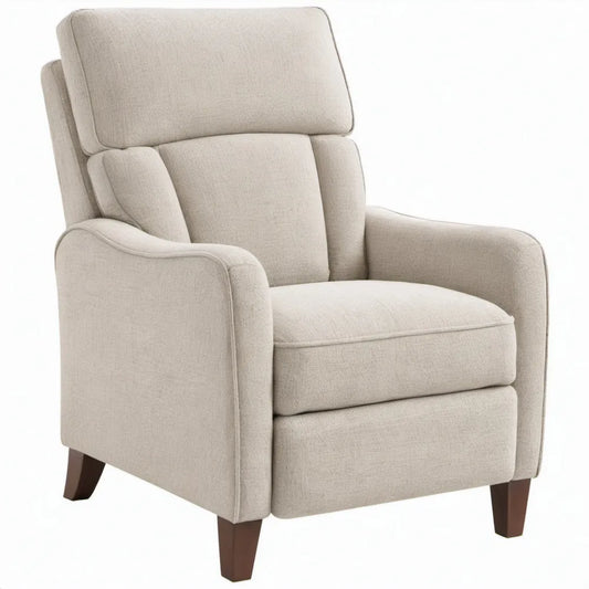 Verstelbare beige relaxfauteuil van polyester met hoge rugleuning, 90 x 95 x 105 cm