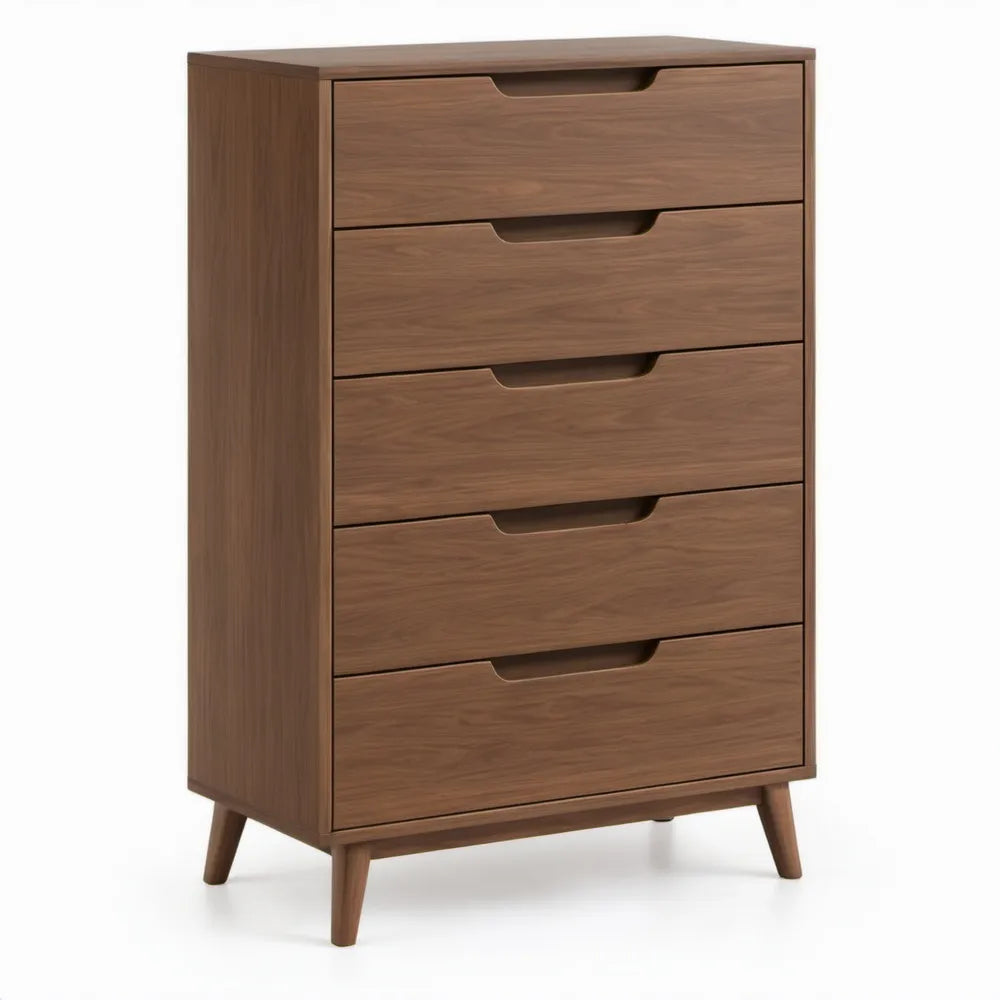 Ladekast met 5 lades, 80 x 40 x 120 cm, walnootbruin
