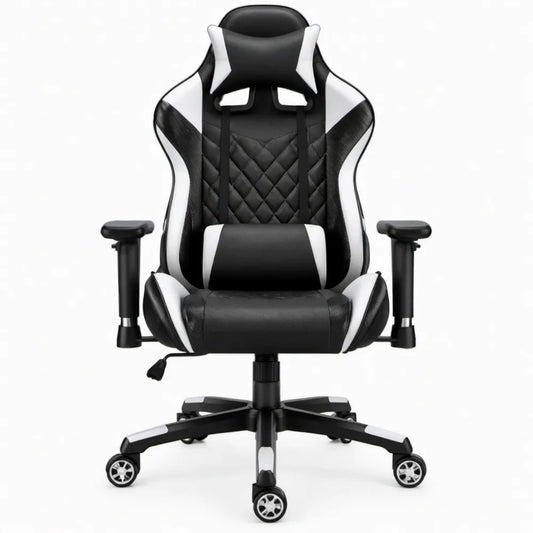 Verstelbare gamingstoel 68 x 68 x 123-133 cm zwart/wit van PU-kunstleer